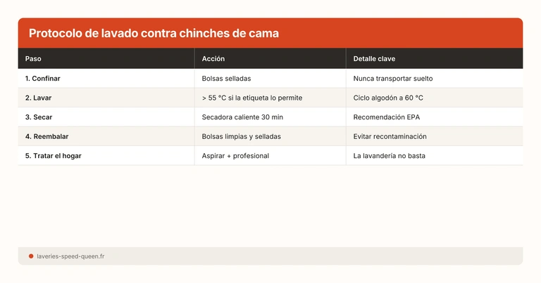 Protocolo de lavado contra chinches de cama