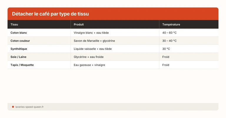 Détacher le café par type de tissu