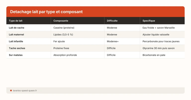 Detachage lait par type et composant