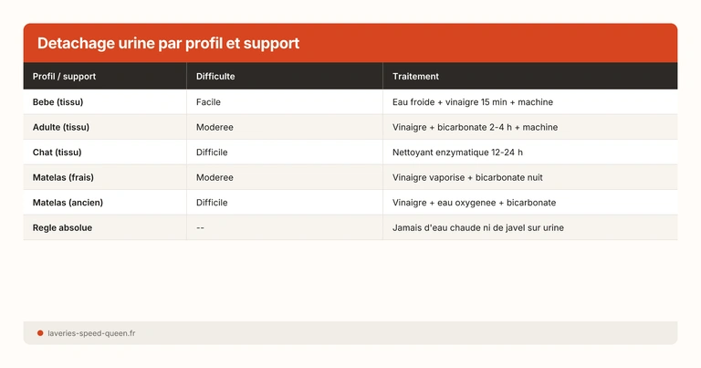 Detachage urine par profil et support