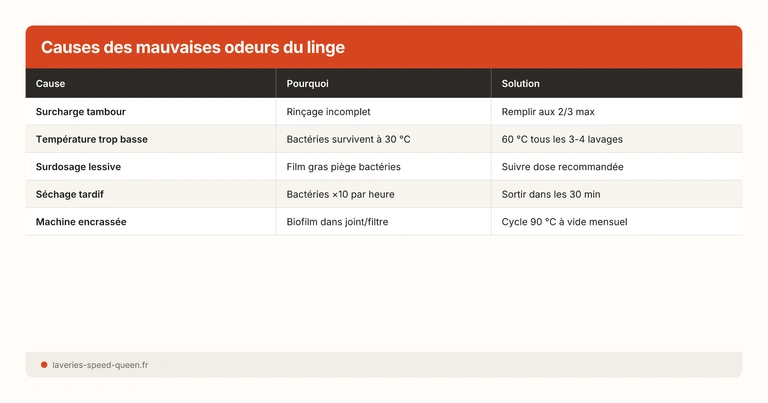 Causes des mauvaises odeurs du linge
