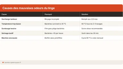 Linge qui sent mauvais après lavage : causes et solutions