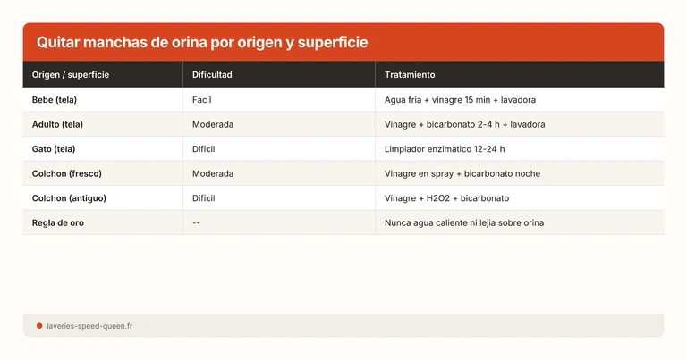 Quitar manchas de orina por origen y superficie