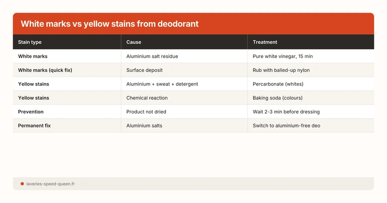 White marks vs yellow stains from deodorant