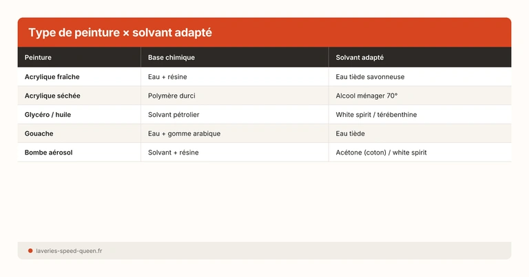 Type de peinture × solvant adapté