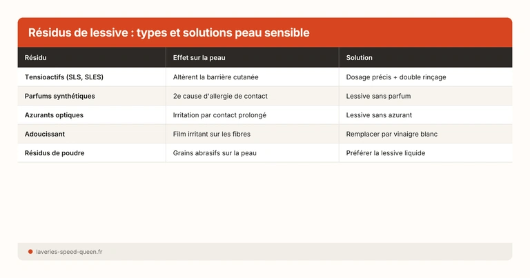 Résidus de lessive : types et solutions peau sensible