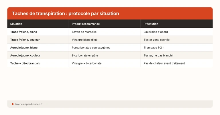 Taches de transpiration : protocole par situation