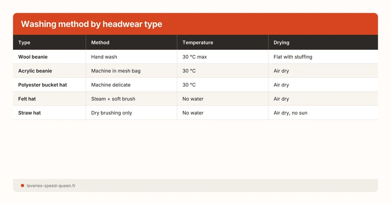 Washing method by headwear type